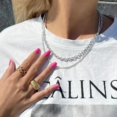 Halskæde, chunky rund anker kæde, forgyldt og forsølvet messing, 47cm Beadhouse of Copenhagen