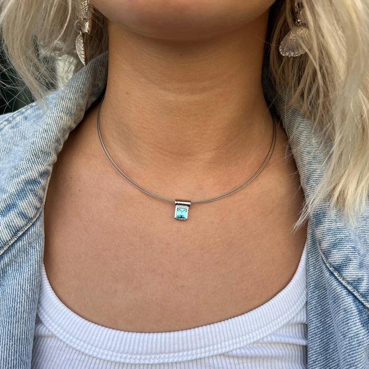 Halskæde, halsring med krystal, forsølvet messing, 40 cm Beadhouse of Copenhagen