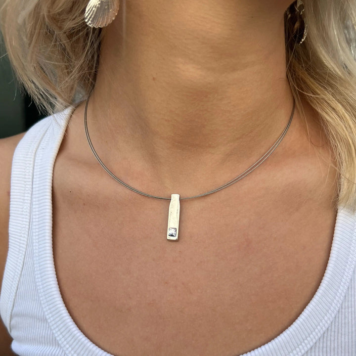 Halskæde, halsring med krystal, forsølvet messing, 40 cm Beadhouse of Copenhagen