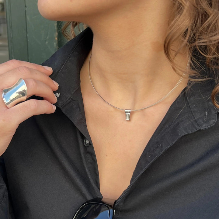 Halskæde, halsring med krystal, forsølvet messing, 40 cm Beadhouse of Copenhagen