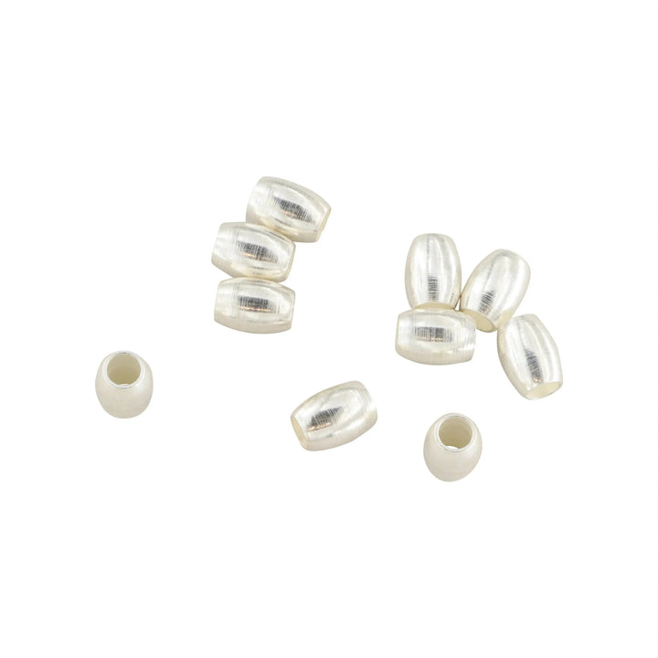Metalperler, oval, forsølvet messing, 8-9 mm. storkøb BOC