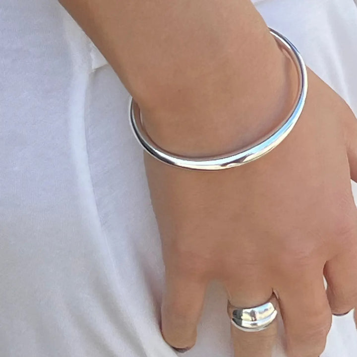 Armbånd, åben armring, 24 k forgyldt og forsølvet zamak, 17 cm, justerbar Greece