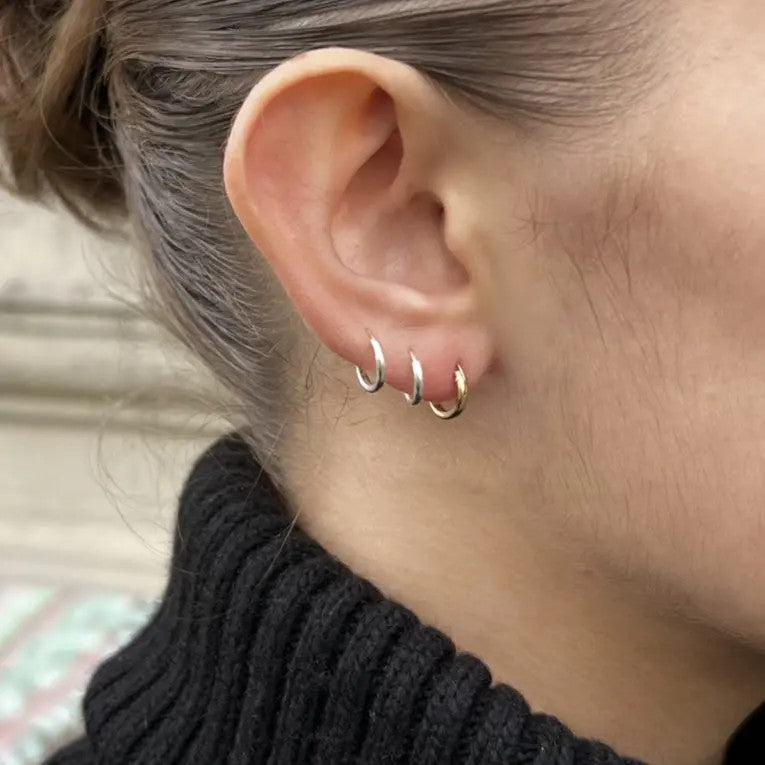 Øreringe, hoops, 10 mm, sterlingsølv og forgyldt sterlingsølv BLT