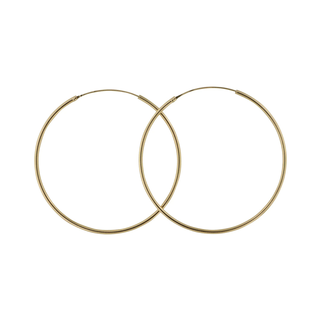 Øreringe, hoops, 50 mm, forgyldt og sterlingsølv BLT