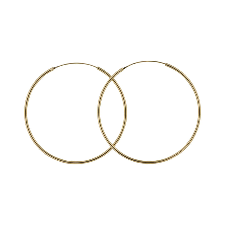 Øreringe, hoops, 50 mm, forgyldt og sterlingsølv BLT