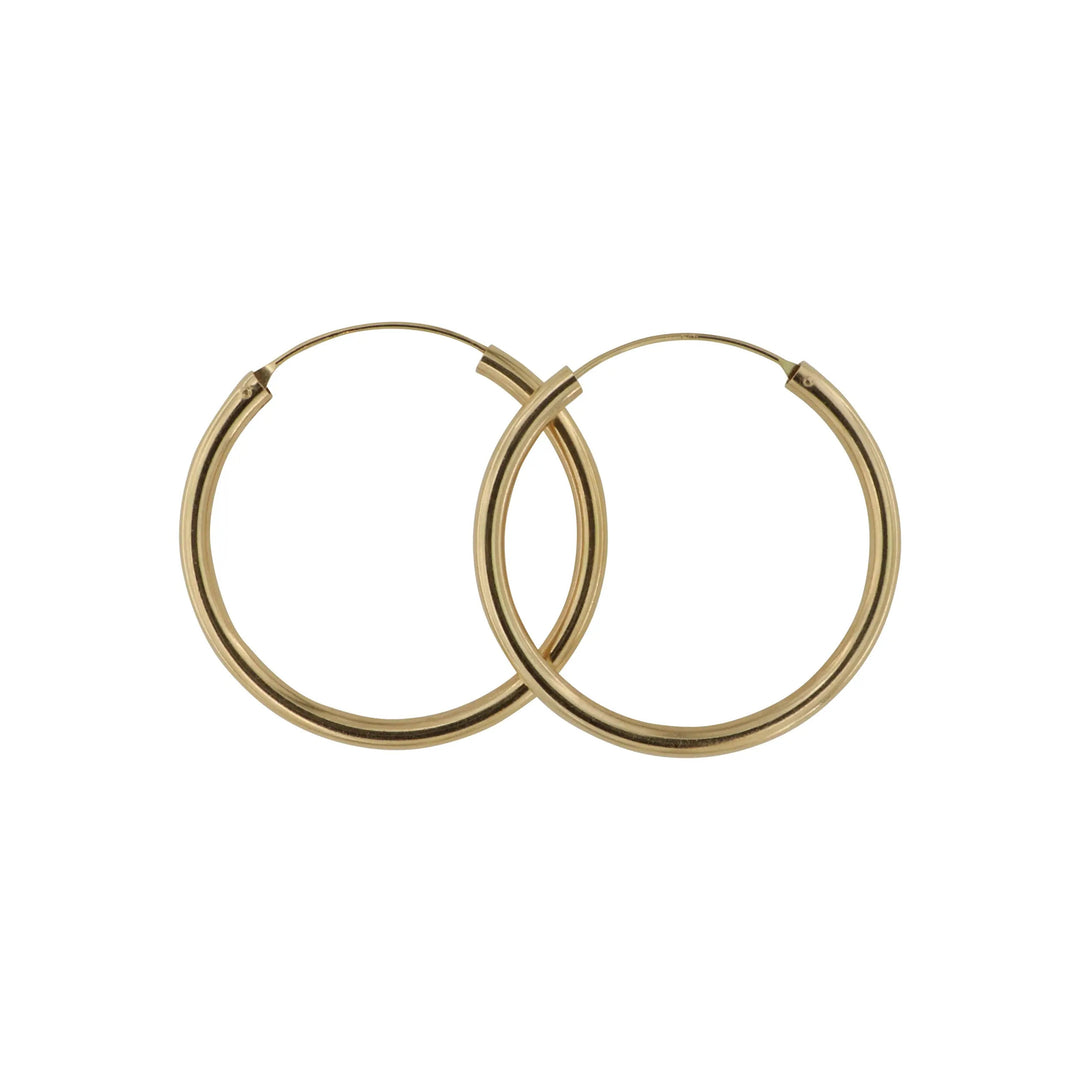 Øreringe, hoops, 50 mm, forgyldt og sterlingsølv BLT