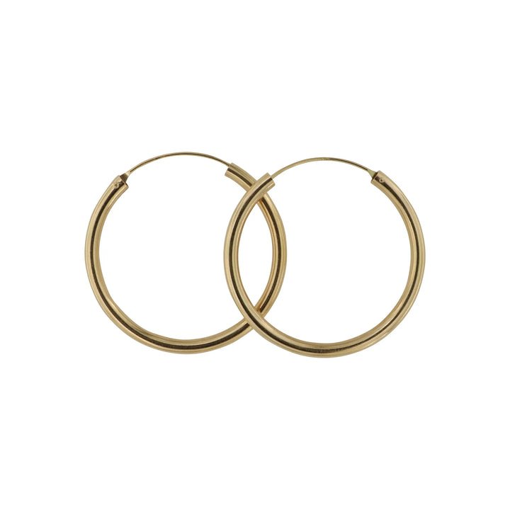 Øreringe, hoops, 50 mm, forgyldt og sterlingsølv BLT