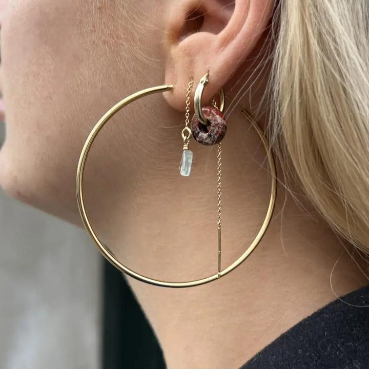 Øreringe, hoops, 60mm, sterlingsølv og forgyldt sterlingsølv BLT