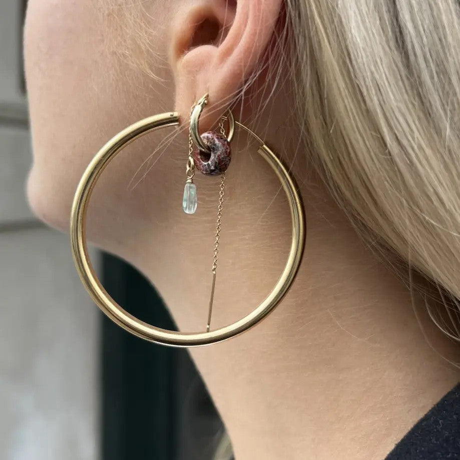 Øreringe, hoops, 60mm, sterlingsølv og forgyldt sterlingsølv BLT