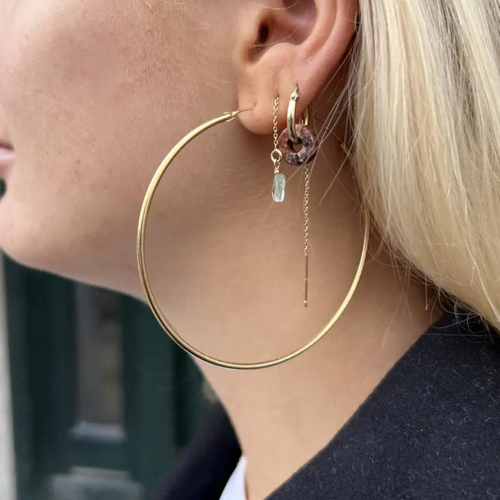 Øreringe, hoops, 70 mm, sterlingsølv og forgyldt sterlingsølv BLT