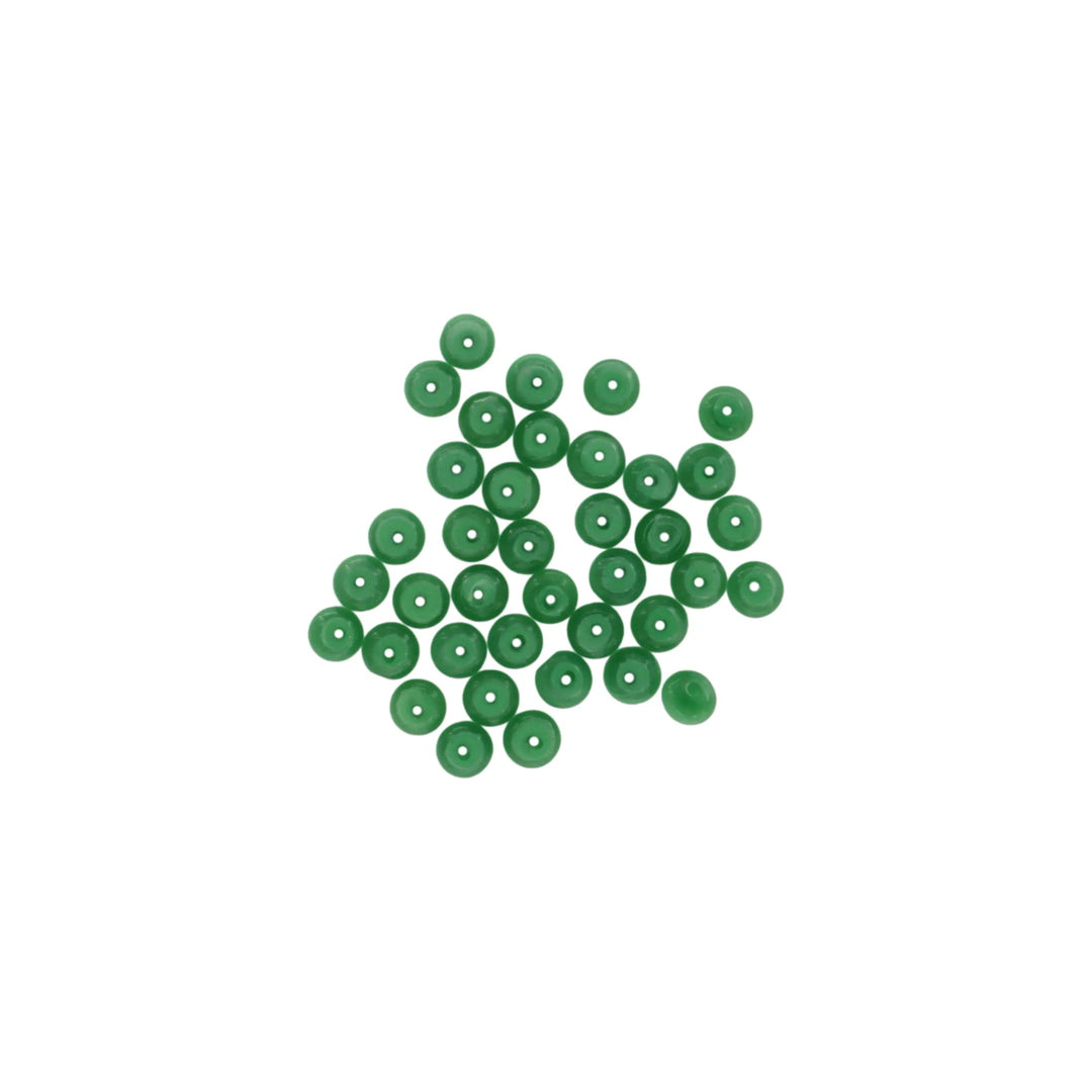 Glasfiberperler, runde, flade, mørkegrøn, 6x3 mm, 10 stk