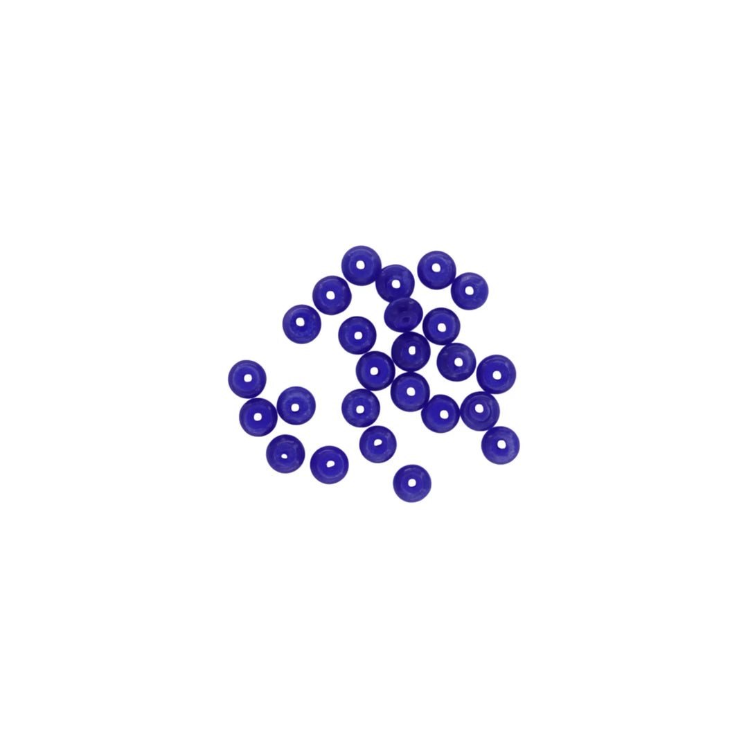 Glasfiberperler, runde, flade, mørkeblå, 6x3 mm, 10 stk