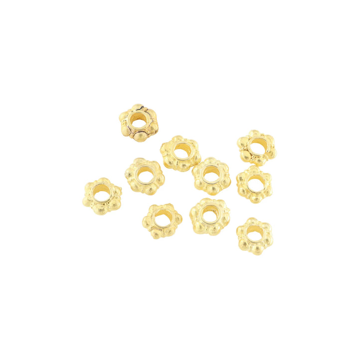 Metalperler, filigran, forgyldt messing, 7x3 mm. storkøb BOC