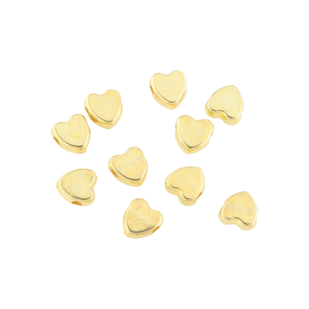 Metalperler, hjerte, forgyldt messing, 9x8 mm. storkøb BOC