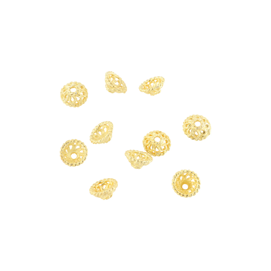 Perlecaps, filigran, forgyldt messing, 9x4 mm. storkøb BOC