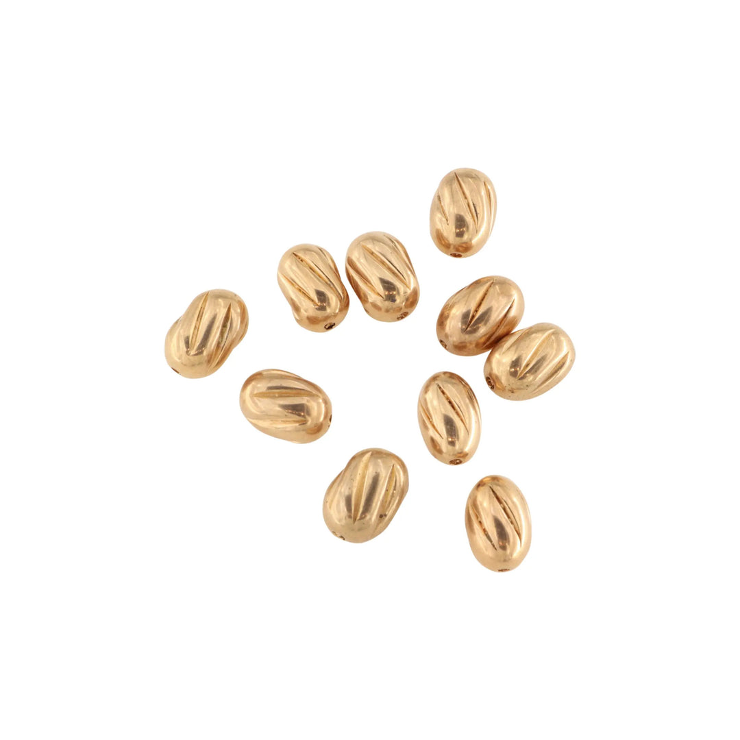 Metalperler, oval twisted, forgyldt messing, 12x8 mm, 10 stk BOC
