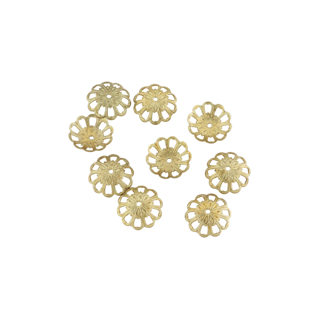 Perlecaps, blomst, forgyldt messing, 12x3 mm. 10-1000 stk BOC