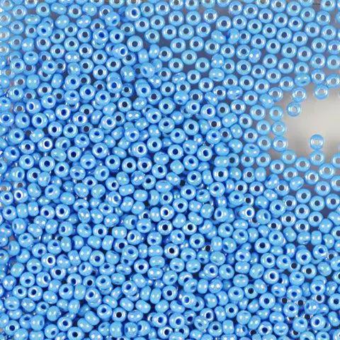 Blå glasperler, preciosa, rainbow turquoise blue Preciosa