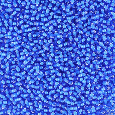 Blå glasperler, preciosa, white colourlined sapphire, storkøb Preciosa