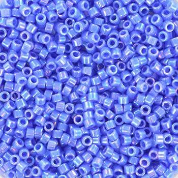 Blå glasperler, miyuki delica beads, opaque ab medium blue Krea
