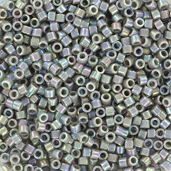 Grå glasperler, miyuki delica beads, opaque ab grey Krea