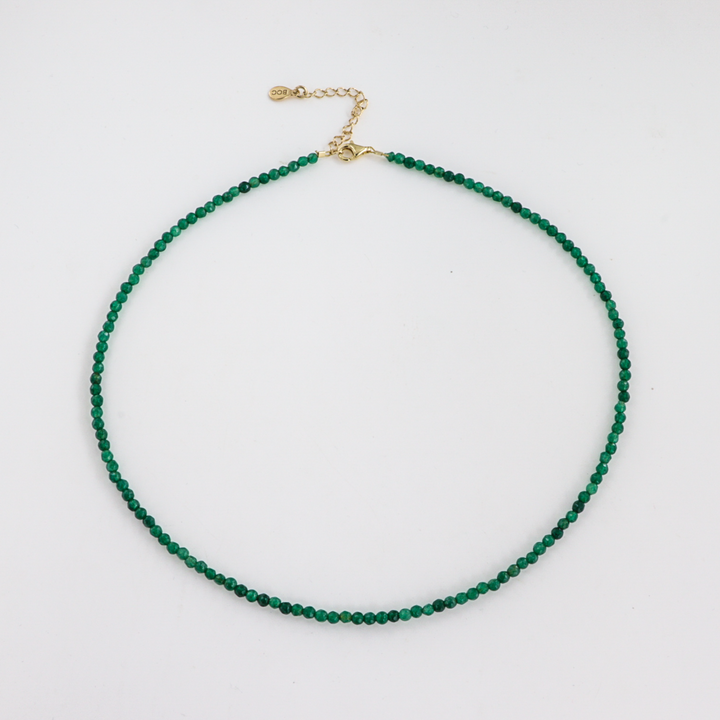 Halskæde, grøn kvarts, sterlingsølv/forgyldt sølv, 40-45 cm BOC