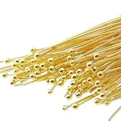 Headpin i sterlingsølv forgyldt med 1,5 mm kugle, 50x0,50 mm Silveks