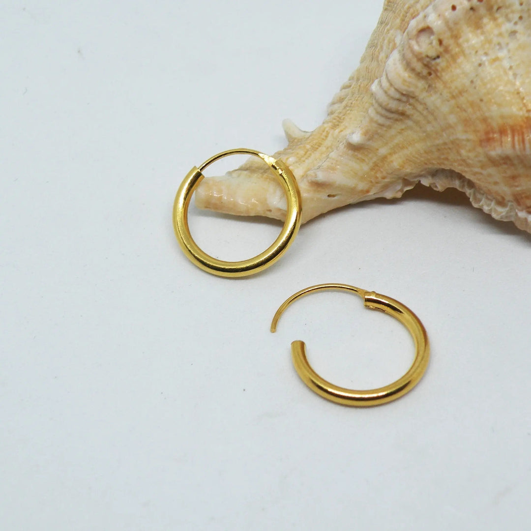 Øreringe, hoops, 16 mm, sterlingsølv og forgyldt sterlingsølv BLT