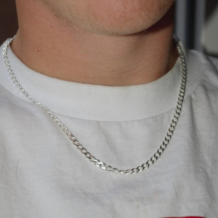 Halskæde, panser facet kæde, forgyldt og sterlingsølv, 1,8mm x 40-55cm Spain