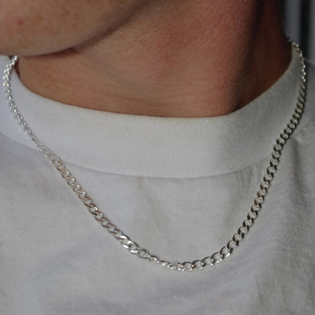 Halskæde, panser facet kæde, forgyldt og sterlingsølv, 1,8mm x 40-55cm Spain