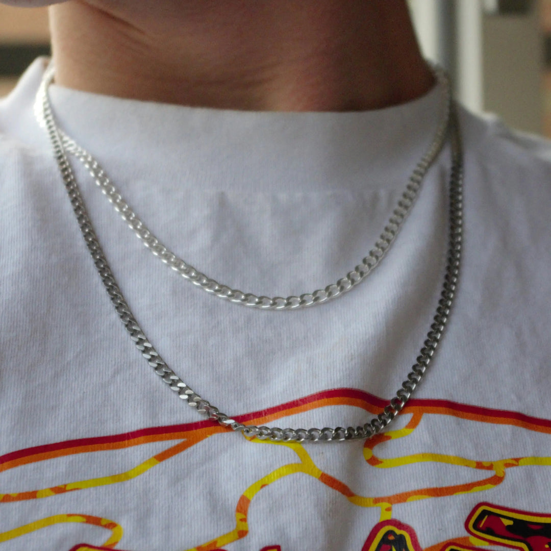 Halskæde, panser facet kæde, stål, 40-60 cm/4 mm BLT