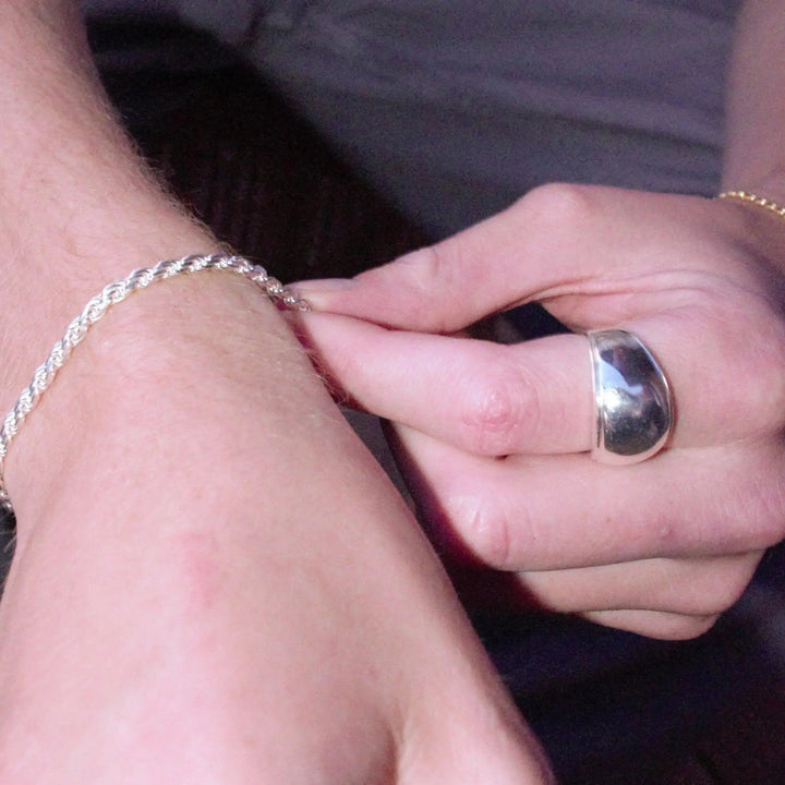 Fingerring, chunky ring, sterlingsølv og forgyldt sterlingsølv Italy