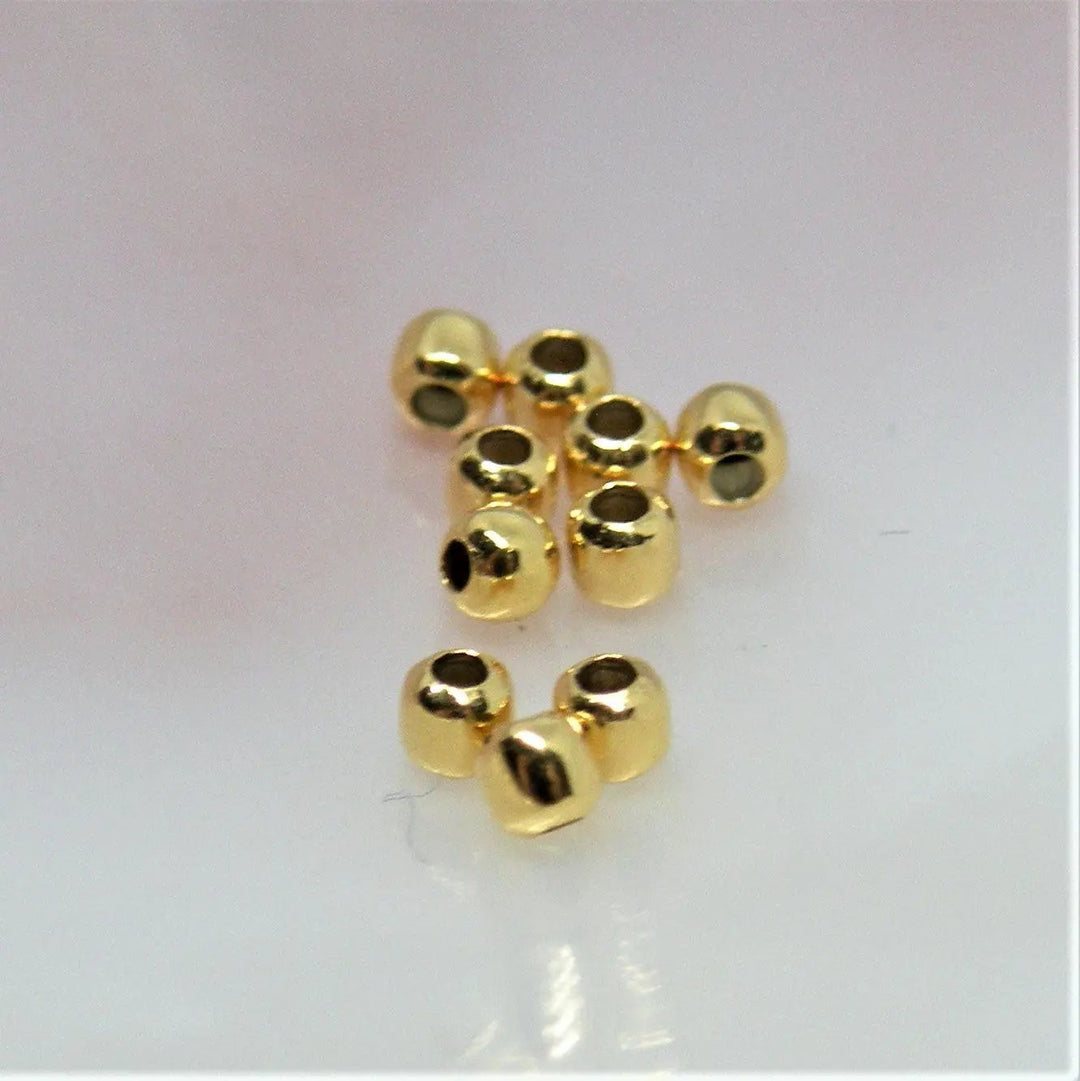 Wireklemme perler i forgyldt sterlingsølv, runde, 2,2 x 1 mm Silveks