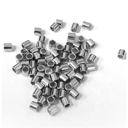 Klemmeperler i forsølvet messing, crims 2x2 mm