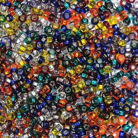 Mixed glasperler, preciosa, transparente silver lined 