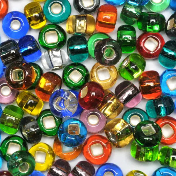 Mixed store glasperler, preciosa, transparente silver lined 