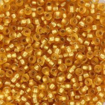 Guld glasperler, miyuki rocailles seed beads, silverlined matte dark gold Krea