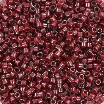 Røde glasperler, miyuki delica beads, cranberry lined crystal luster Krea