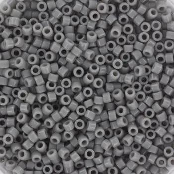 Grå glasperler, miyuki delica beads, opaque grey Krea