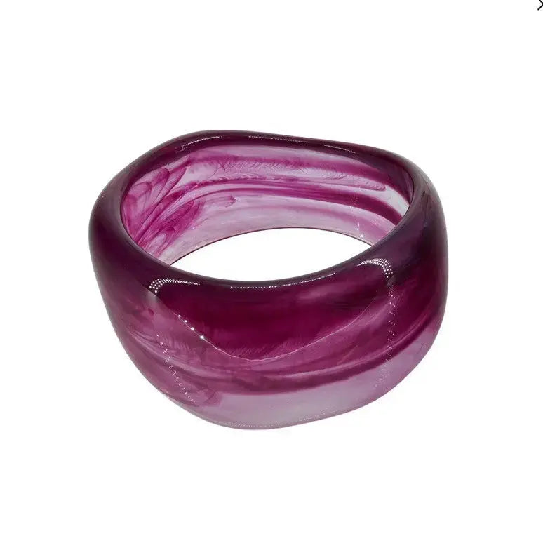 Bracelet, chunky bangle, plastic, 19cm, brown/purple 