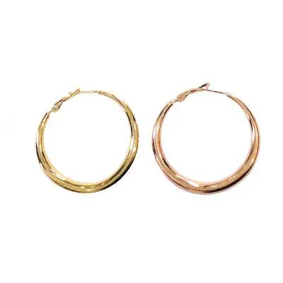 Øreringe, graduerede hoops, forsølvet og forgyldt messing, 39 x 6 mm Greece