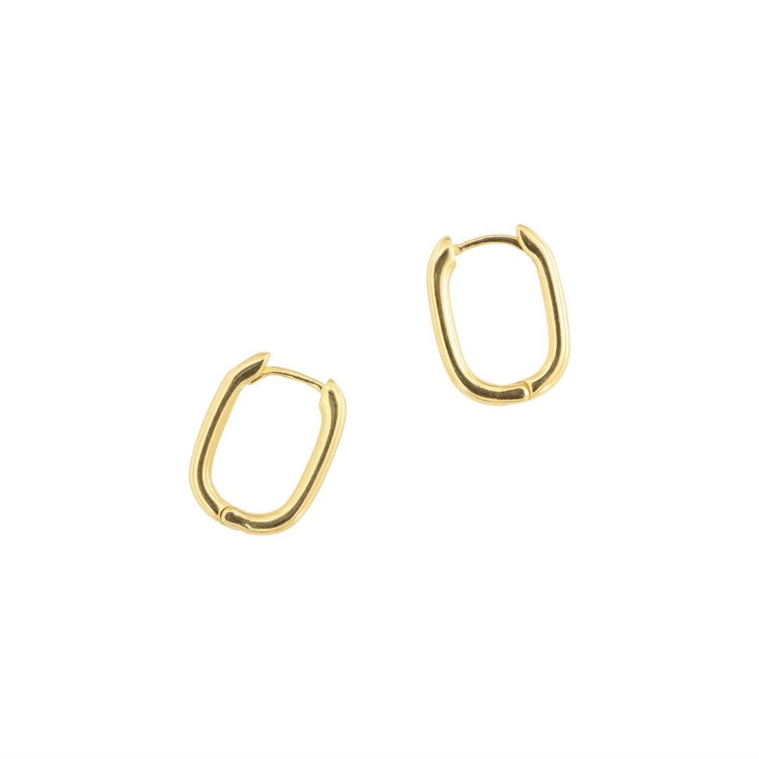 Øreringe, hoops, forgyldt messing, 18x14x2,4 mm Greece