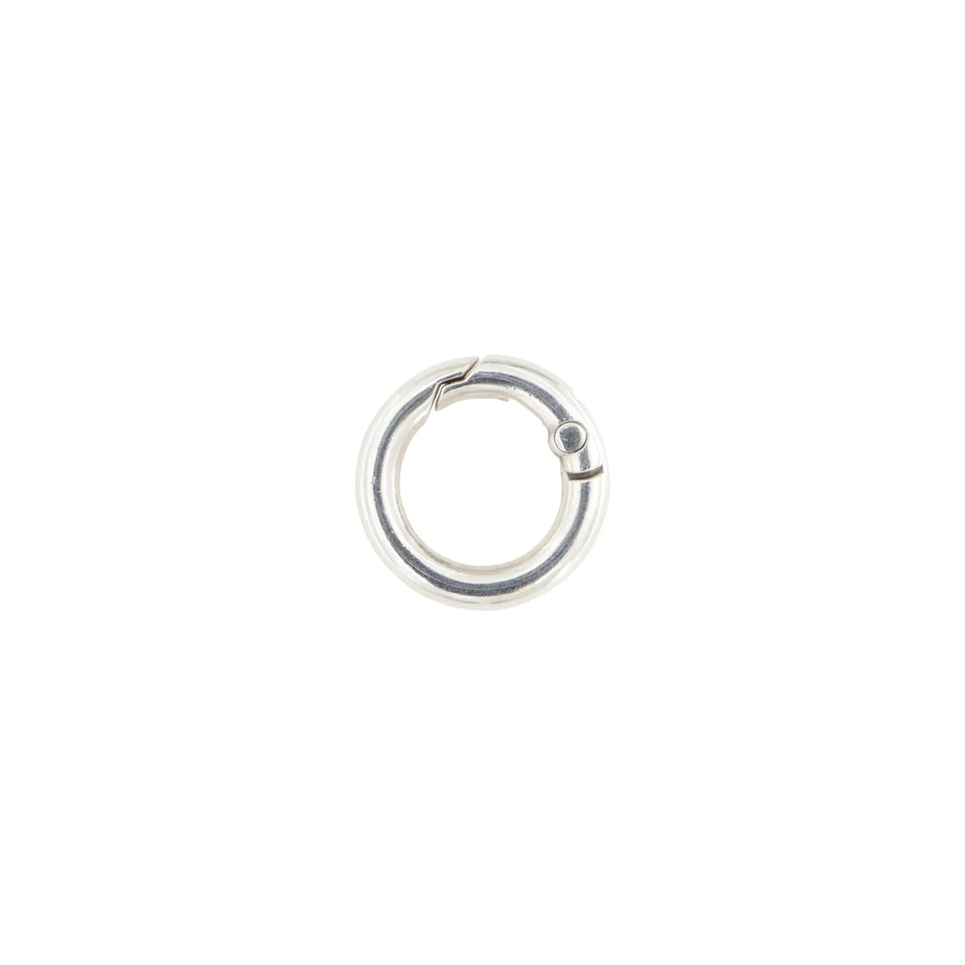Carabiner clasp, round in silver-plated zamak, waterproof 20x3.8 mm Greece