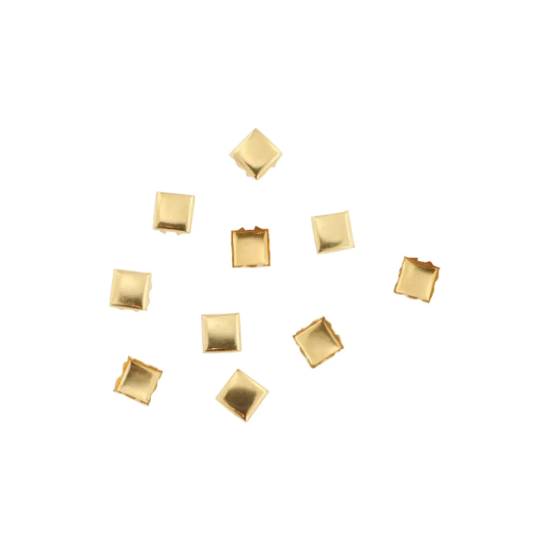 Rivets, square, silver-plated and gold-plated, 10-100 pcs 