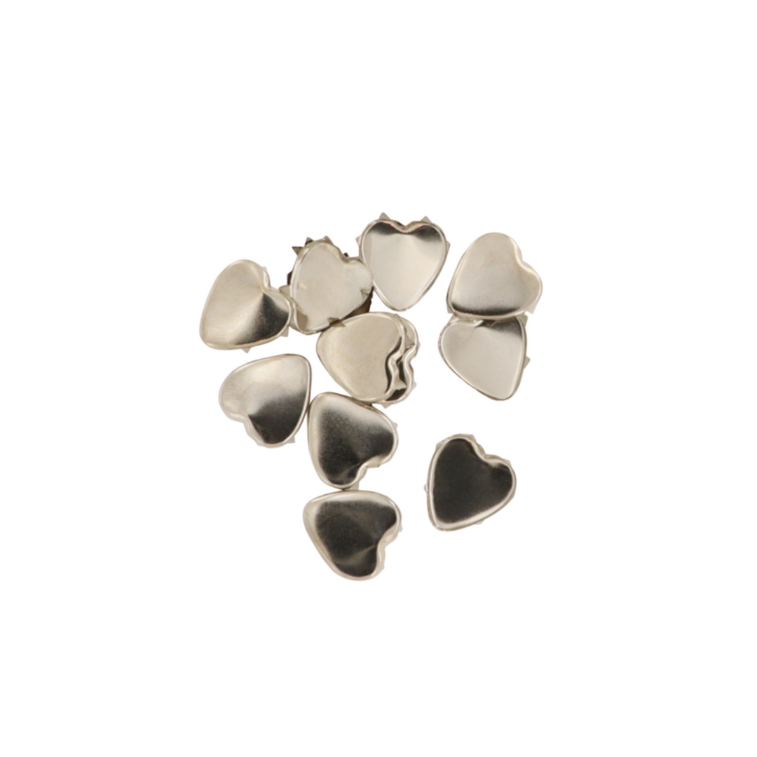Nitter, fladt hjerte, forsølvet messing, 10-100 stk Beadhouse of Copenhagen