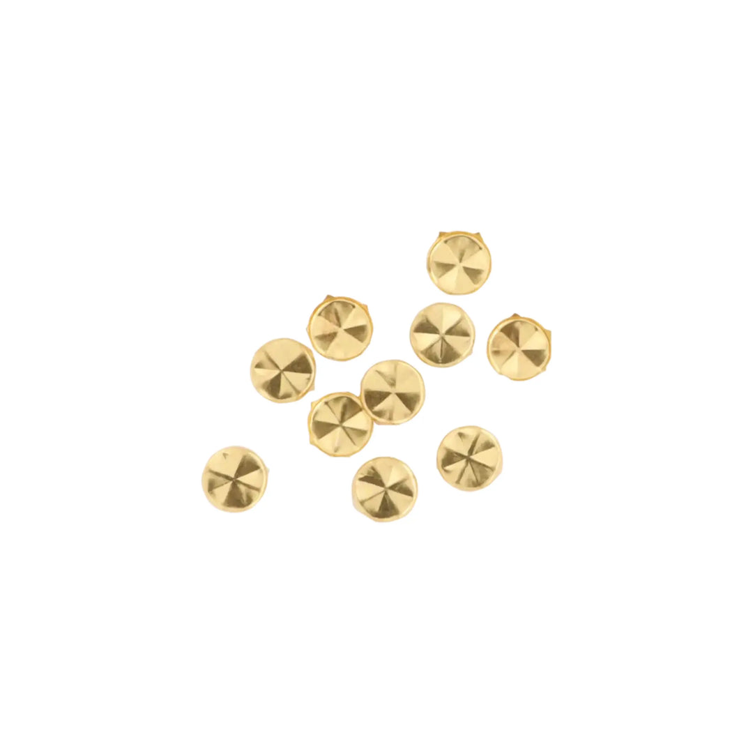 Rivets, flat with pattern, gold-plated brass, 10-100 pcs 