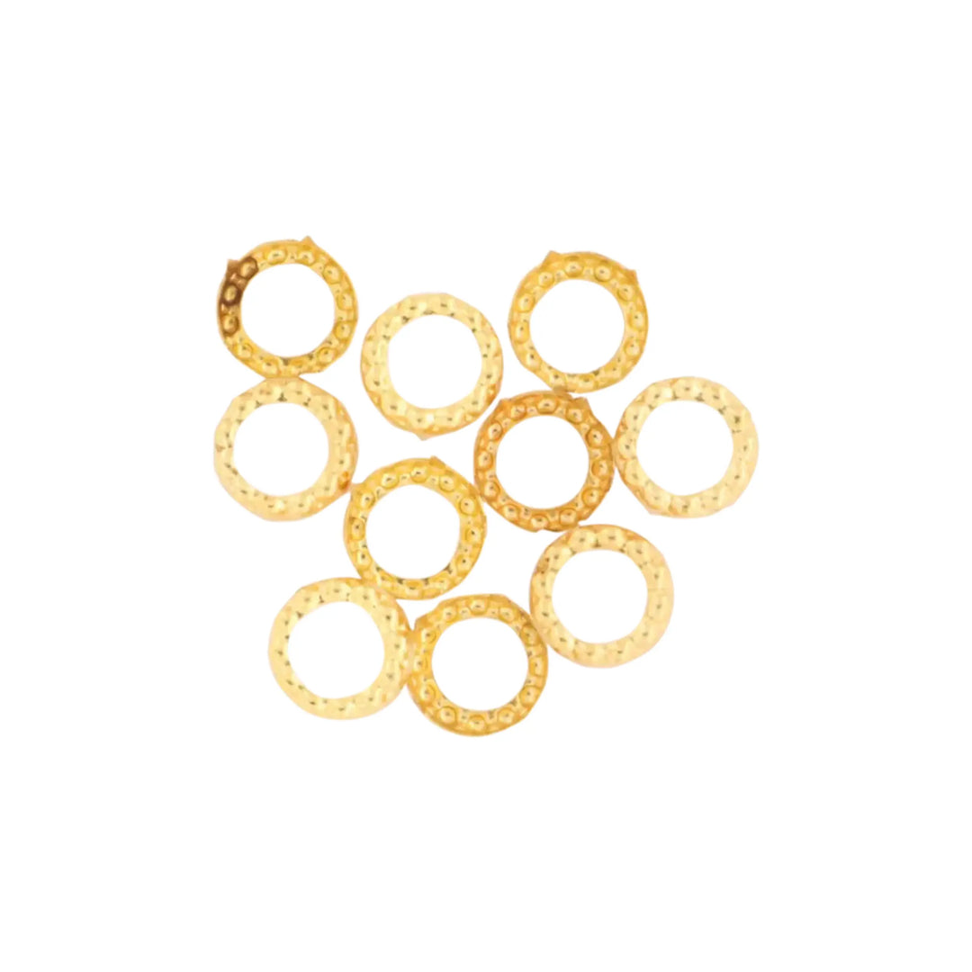 Rivets, circle with pattern, gilded brass, 10-100 pcs 