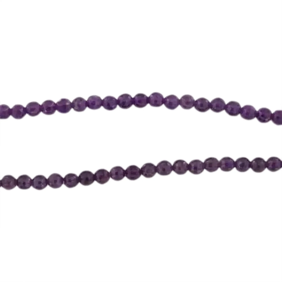 Gemstone beads, string, amethyst round faceted, 45 cm/6 mm 