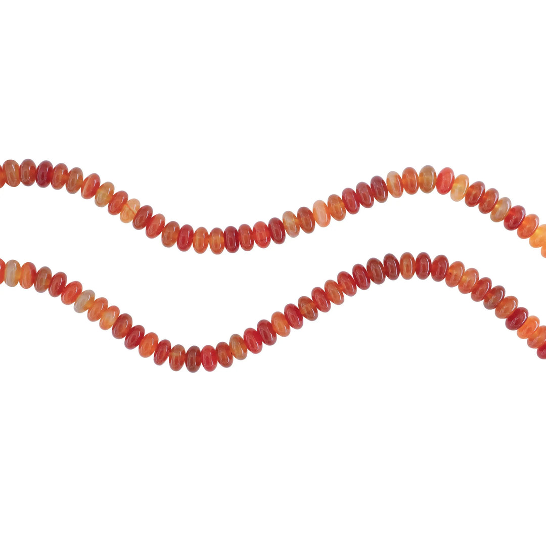 Smykkestensperler, string, karneol rondel, 45 cm/4 x 8 mm, storkøb BOC