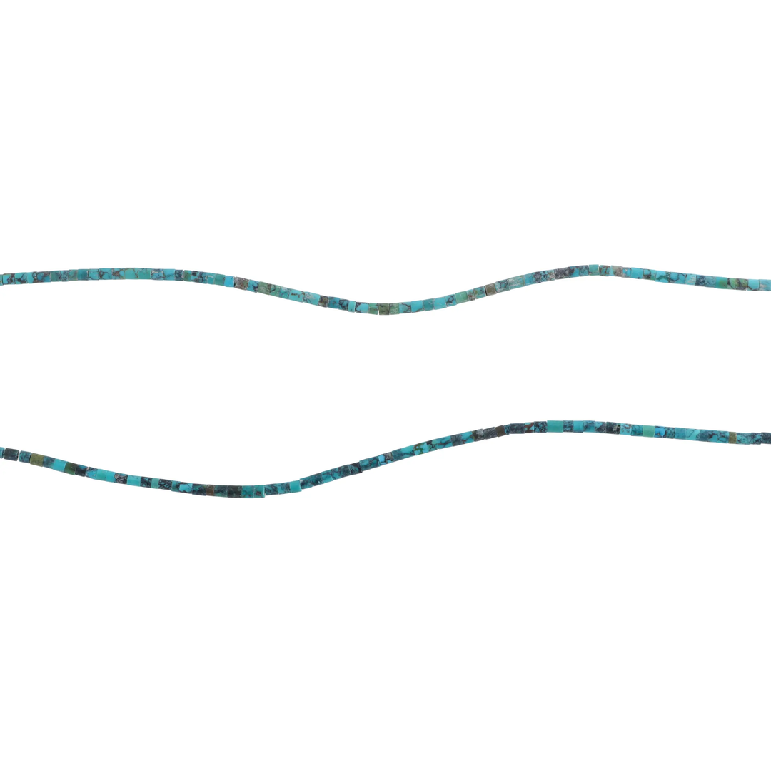 Smykkestensperler, string, turkis rørperler mat, 41 cm/1,5 x 2 mm, storkøb BOC